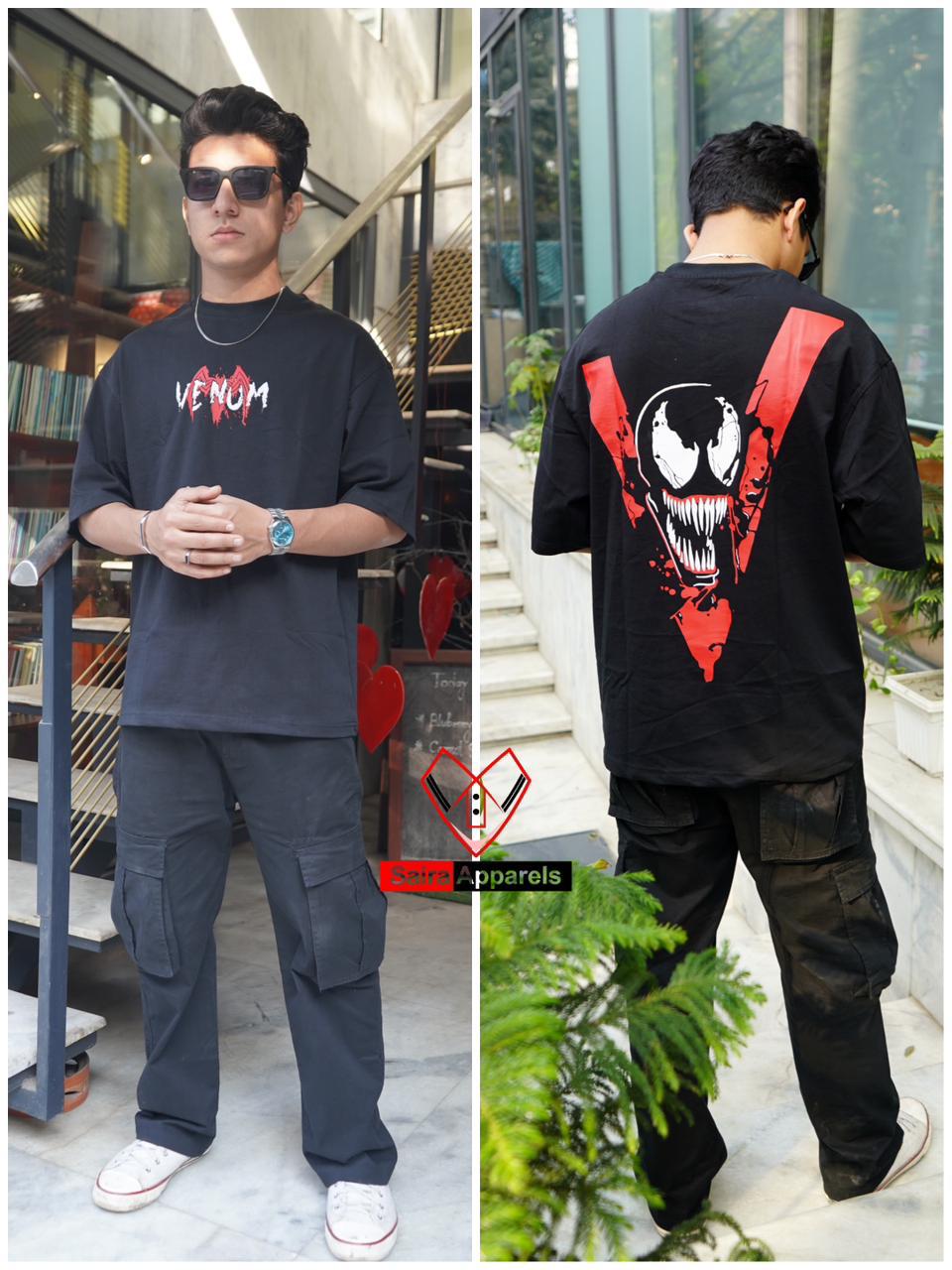 Venom Stylish Black Export Quality Premium Drop Shoulder T-Shirt